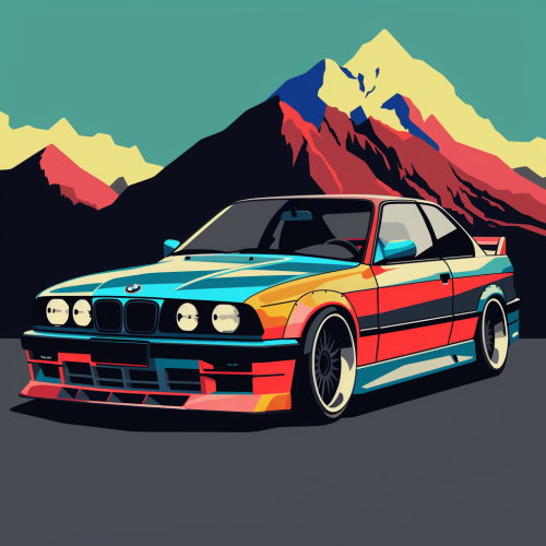 relentlessgeek_bauhaus_style_image_of_a_BMW_M3_E36_car_use_colo_dfb18ca6-171e-4e9a-99b1-8177c627d9bc