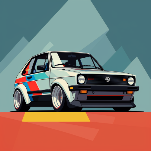 relentlessgeek_bauhaus_style_image_of_a_VW_Golf_GTI_mark_1_use__9b09ff9b-5497-4a17-92e6-20883a1624f7